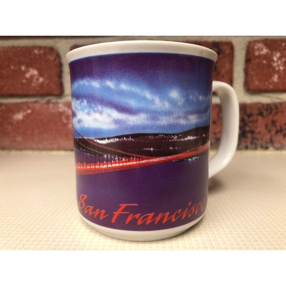 San Francisco Golden Gate Bridge Coffee Mug Souvenir Collectible Skyline Picture - Picture 1 of 6